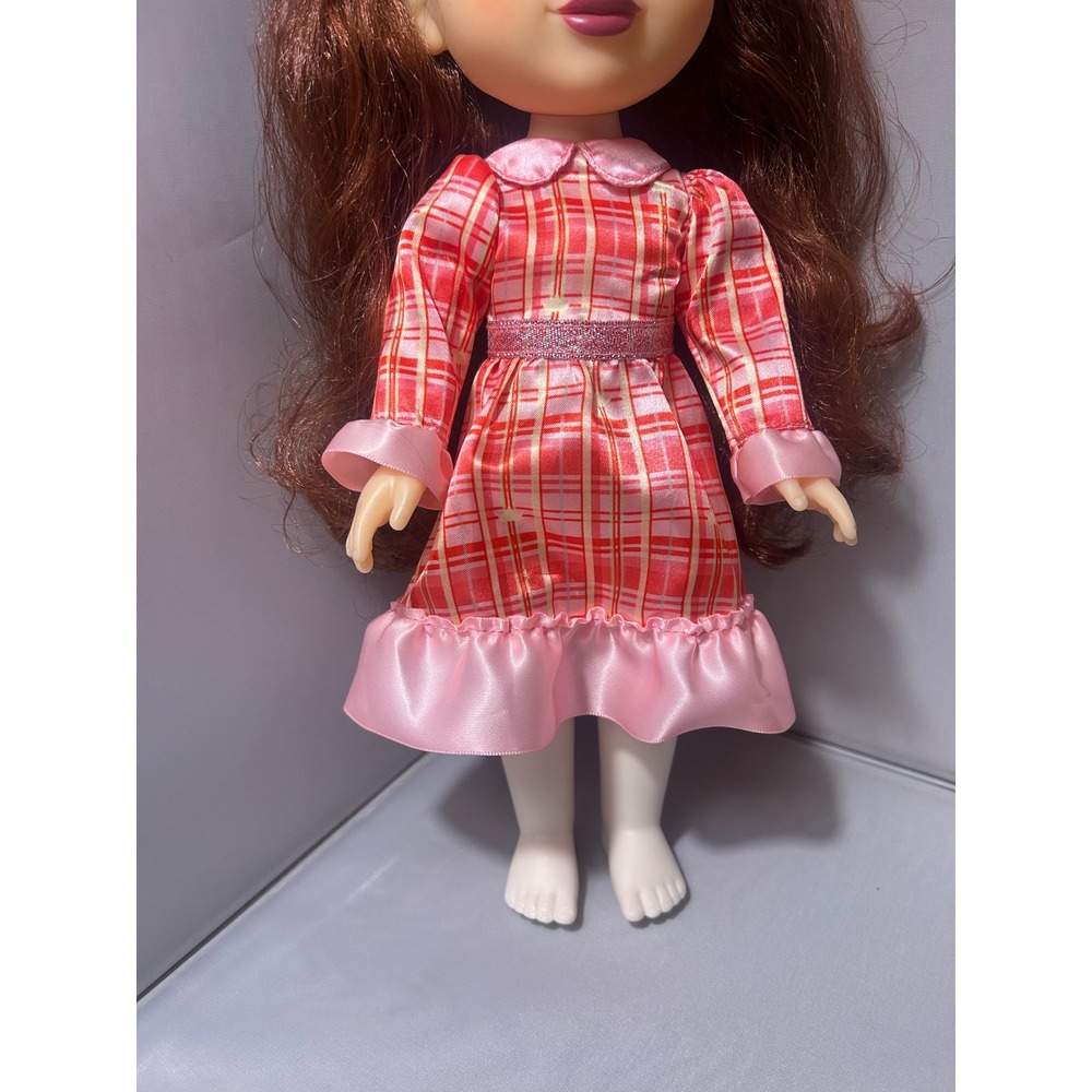 Disney Animators Collection Belle Doll Brown Hair Plaid Pink Dress 16 Inch